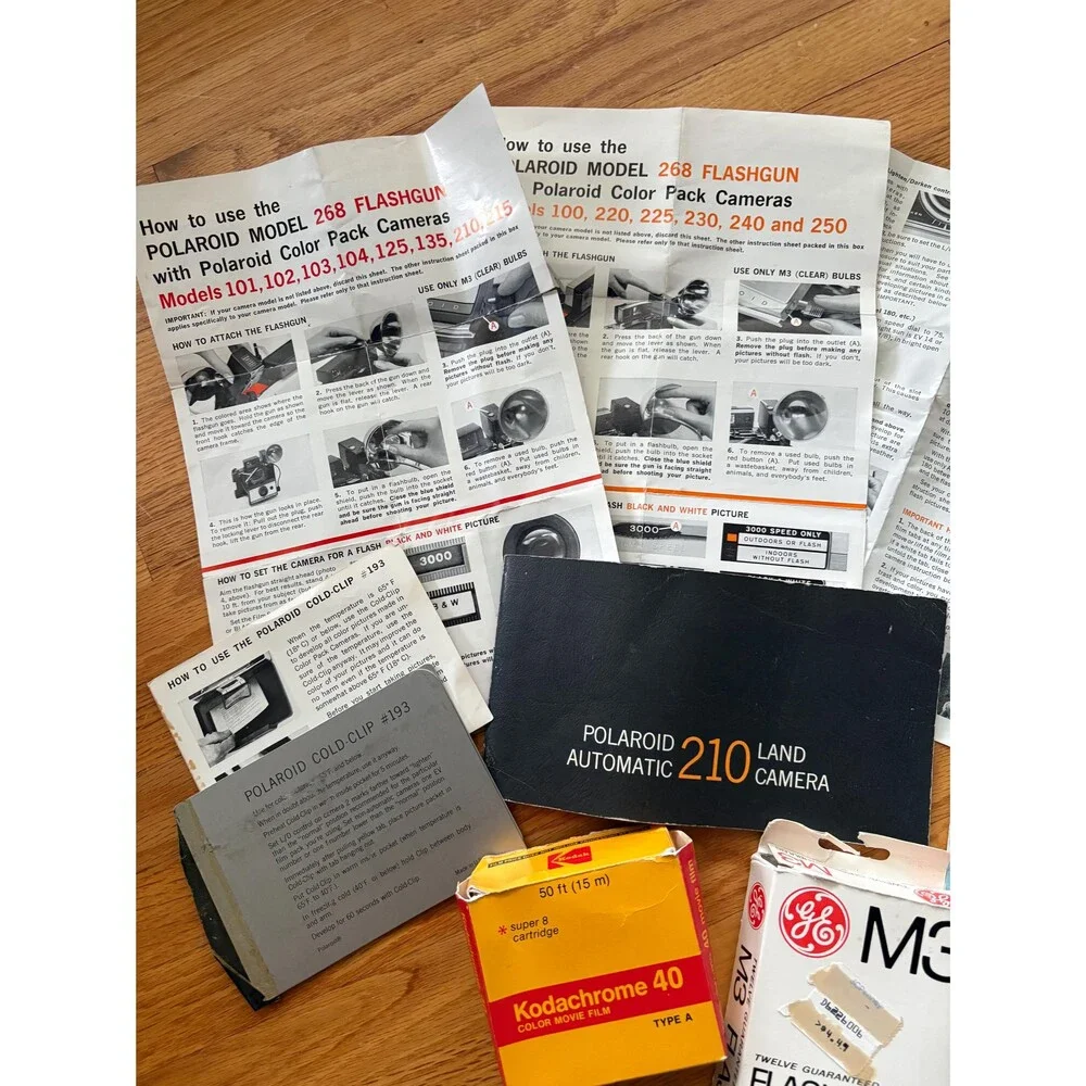 Polaroid Automatic 210 Land Camera Kit | Vintage Instant Camera Decor (Flashgun,